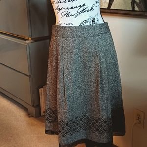Loft Brown Tweed Skirt With Band of Sequins